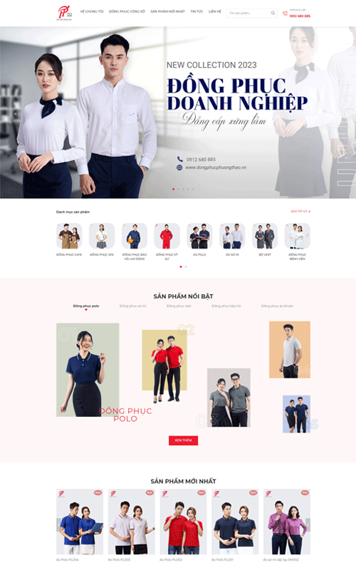 Mẫu thiết kế website đồng phục, dịch vụ may mặc